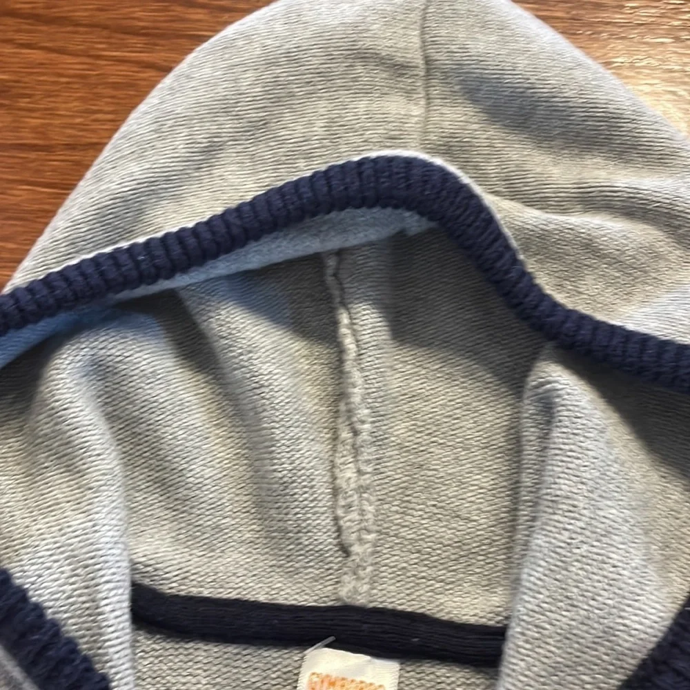 Gymboree toddler boys Chevron zip cardigan sweater hooded grey/blue/orange 3T